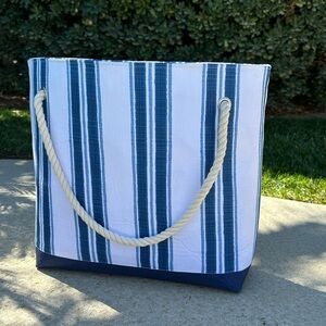 Striped Blue and White Tote Bag